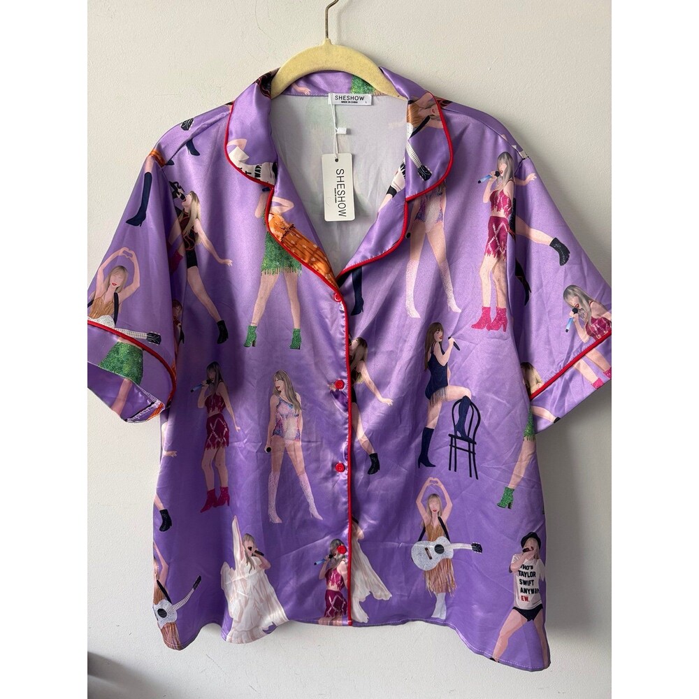 TAYLOR SWIFT PURPLE SHORTIE PJ SET SHESHOW large nwt